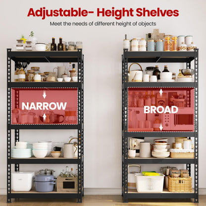Yaheetech Shelving Unit Metal Shed Storage Shelves Boltless Heavy Duty 5 Tier Garage Shelving Units for Shed/Workshop/Office, 150x70x30cm, Black