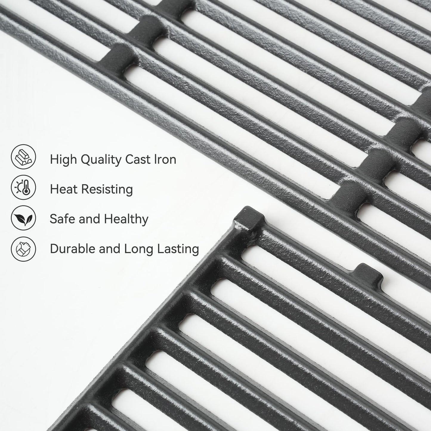 onlyfire Cast Iron Cooking Grates for Weber Spirit I & II 300 Series Gas Grills, Spirit 400 Series, Spirit 700, Genesis Silver B/C, BBQ Replacement Grill Grate Fits Weber 7638/7639, 2 Pcs