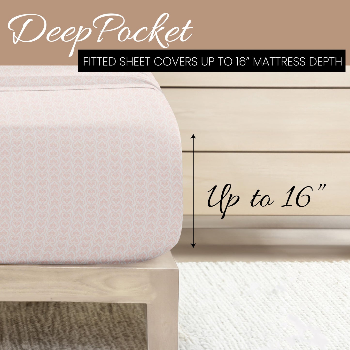 Linen Market Patterned Microfiber King Sheet Set 4 Piece – Oeko-TEX Certified Ultra Soft & Wrinkle-Free - 16" Deep Pocket Sheets - Easy Care King Size - Classic in Pink