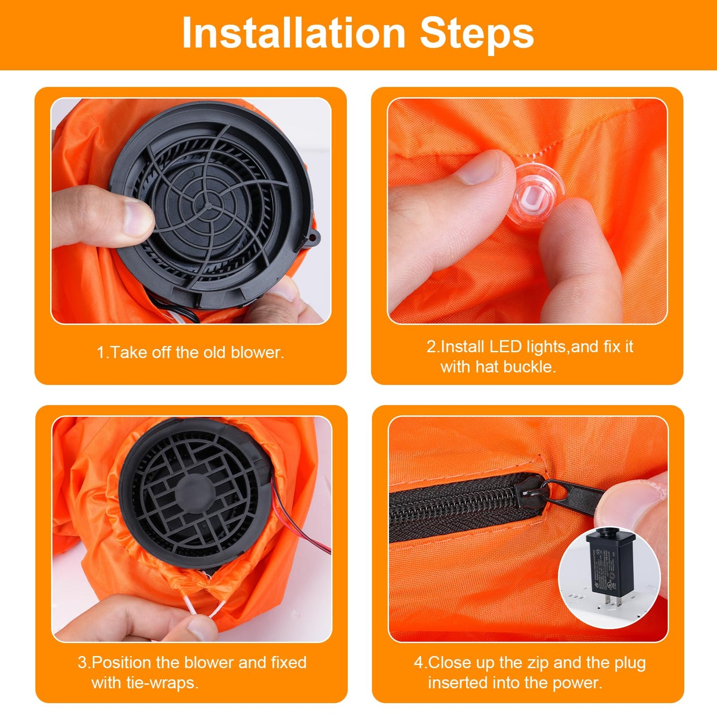 12V 0.8A Replacement Air Blower for 5-8FT Halloween Christmas Inflatables with 1.5A Adapter 3 LED Light Fans Outdoor Blow Up Motor Replacement Fan Blower Parts for Inflatables Yard Decorations