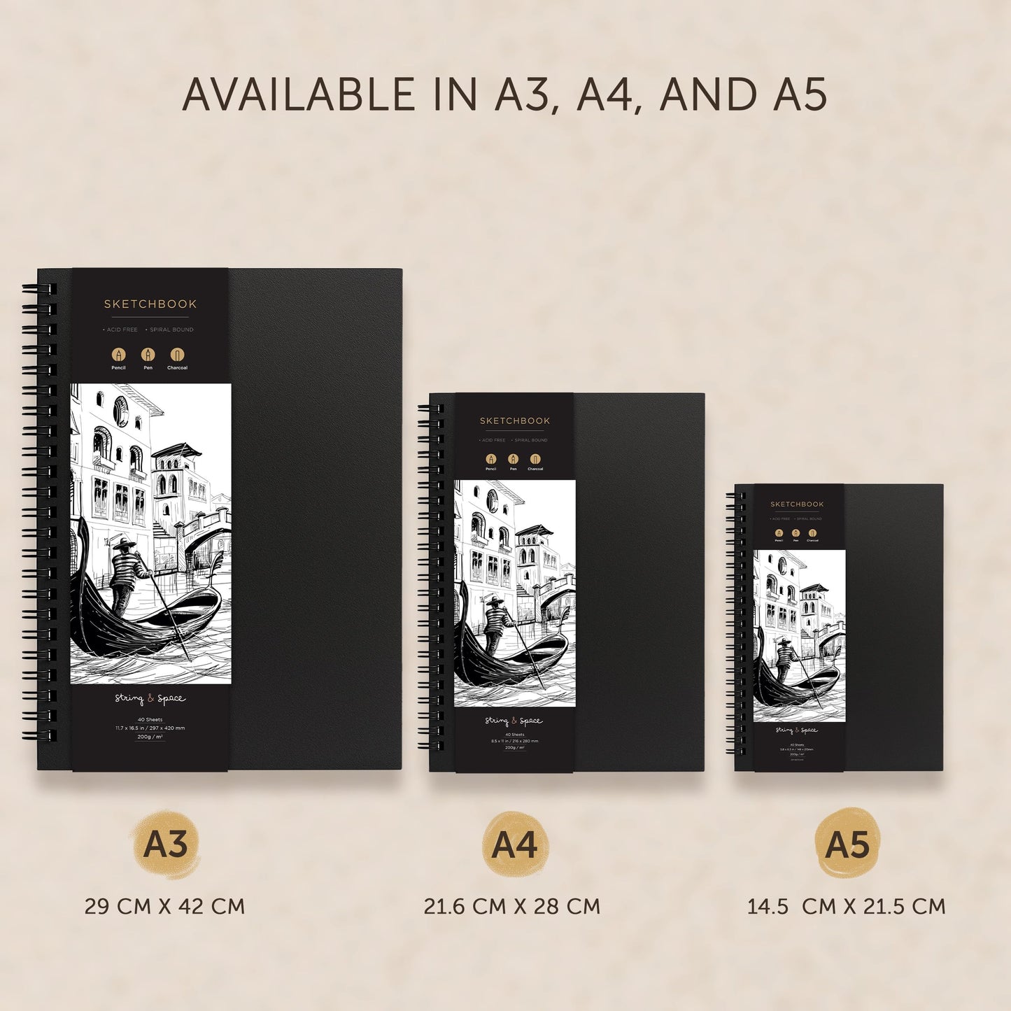 A4 Sketchbook for Artists Hardcover – 200GSM Very Thick Paper – Large Sketch Pad Art Book, Spiral Bound Book for Children – Drawing Book 21.6x28cm, 40 Sheets / 80 Pages
