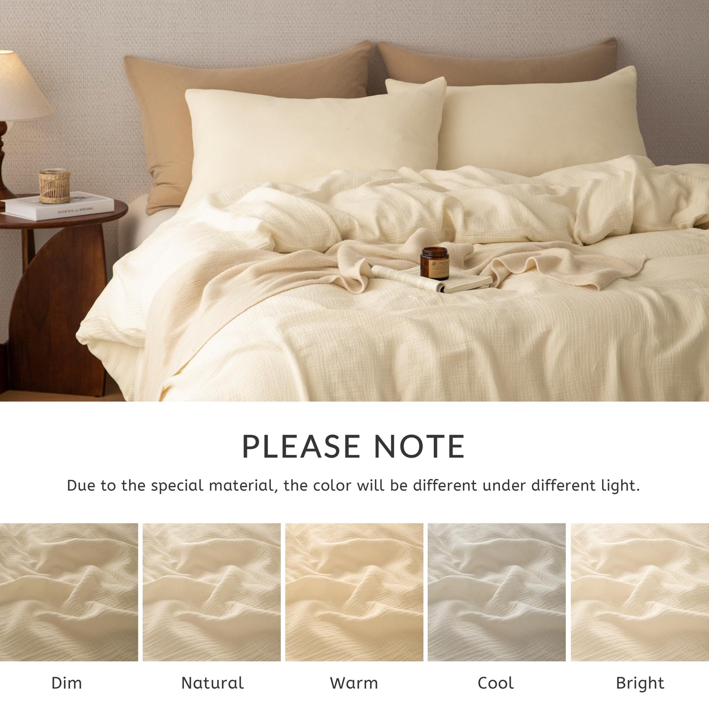 AGSIT Muslin Duvet Cover 100% Washed Cotton, King Size Duvet Cover Set Linen Like, Minimalist Soft Comforter Cover 3 Pieces, Lightweight Gauze Duvet Cover with 2 Pillowcases, 90”x104”, Cream White
