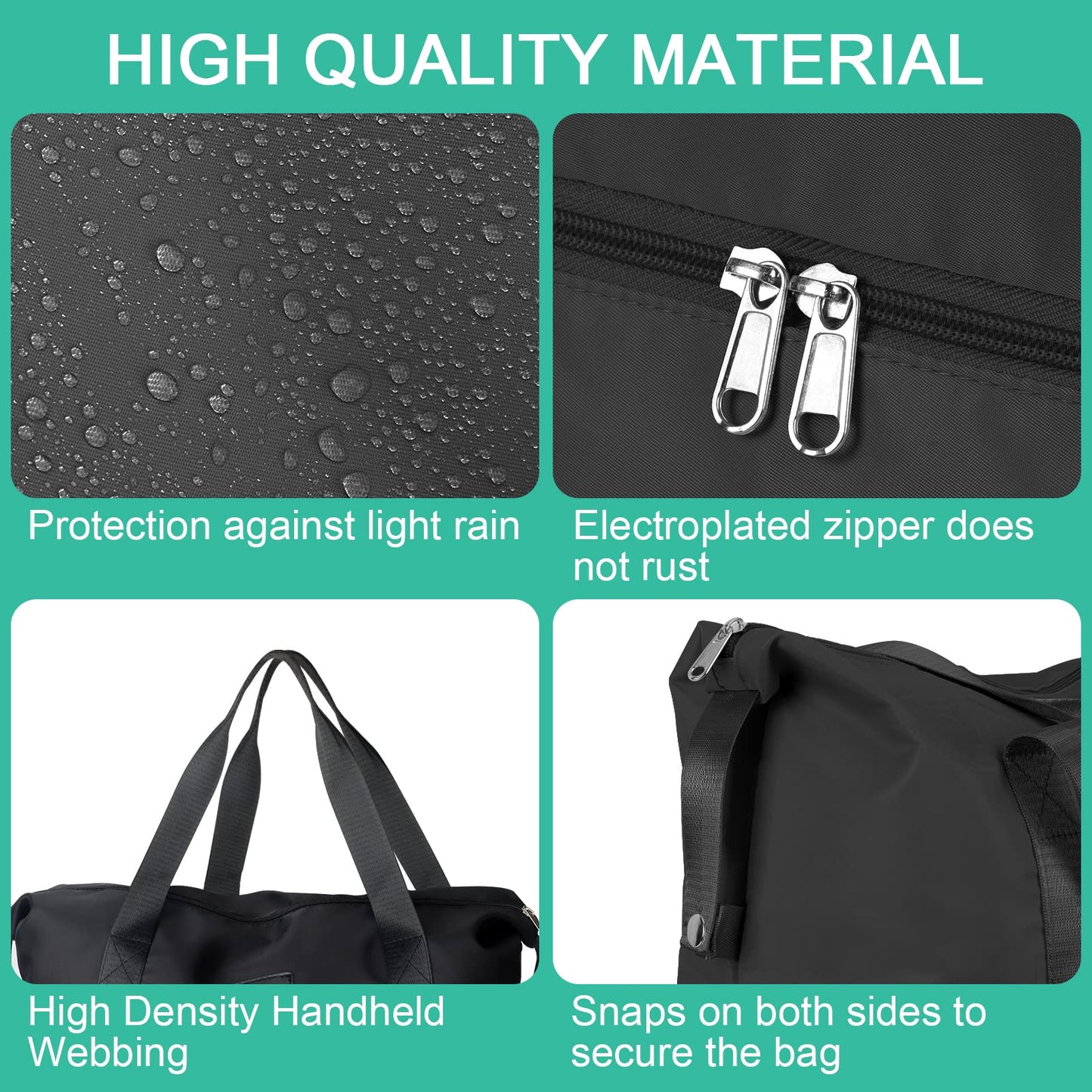 Sports Bag, Foldable Travel Bag with Shoe Compartment and Wet Compartment, CS COSDDI Water-Repellent Weekender Gym Travel Bag, Hand Luggage Bag, Training Bag for Men and Women, A1 Black, Reisetasche