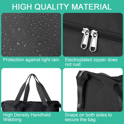 Sports Bag, Foldable Travel Bag with Shoe Compartment and Wet Compartment, CS COSDDI Water-Repellent Weekender Gym Travel Bag, Hand Luggage Bag, Training Bag for Men and Women, A1 Black, Reisetasche