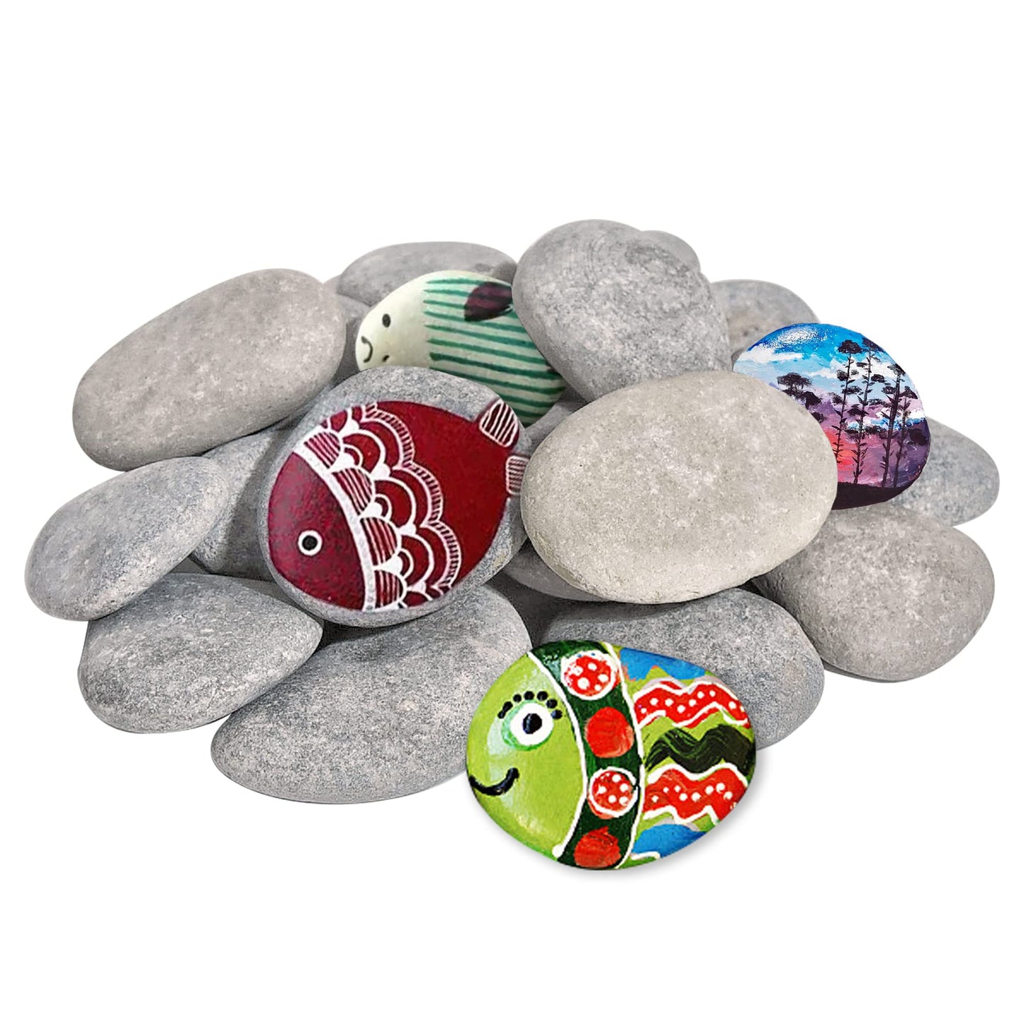 DALTACK 15 Pcs Large Rocks for Painting, Natural River Rocks, Flat River Rocks, 2-3 Inches Stones for Arts & Crafting