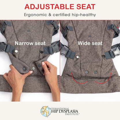 YOU+ME 4-in-1 Baby Carrier Newborn to Toddler - All Positions Baby Carriers from Newborn - Front & Back Carry Baby Carriers - Includes 2-in-1 Bandana Bib - Baby Holder for 8-32 lbs (Grey Mesh)