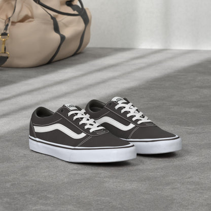 Mens Vans Size 9, Ward Sneaker Black & White Suede Canvas Lace Up Shoes, Low Top Men's Trainers, Lightweight Sports Shoes by Vans Active Wear Range (9 UK)