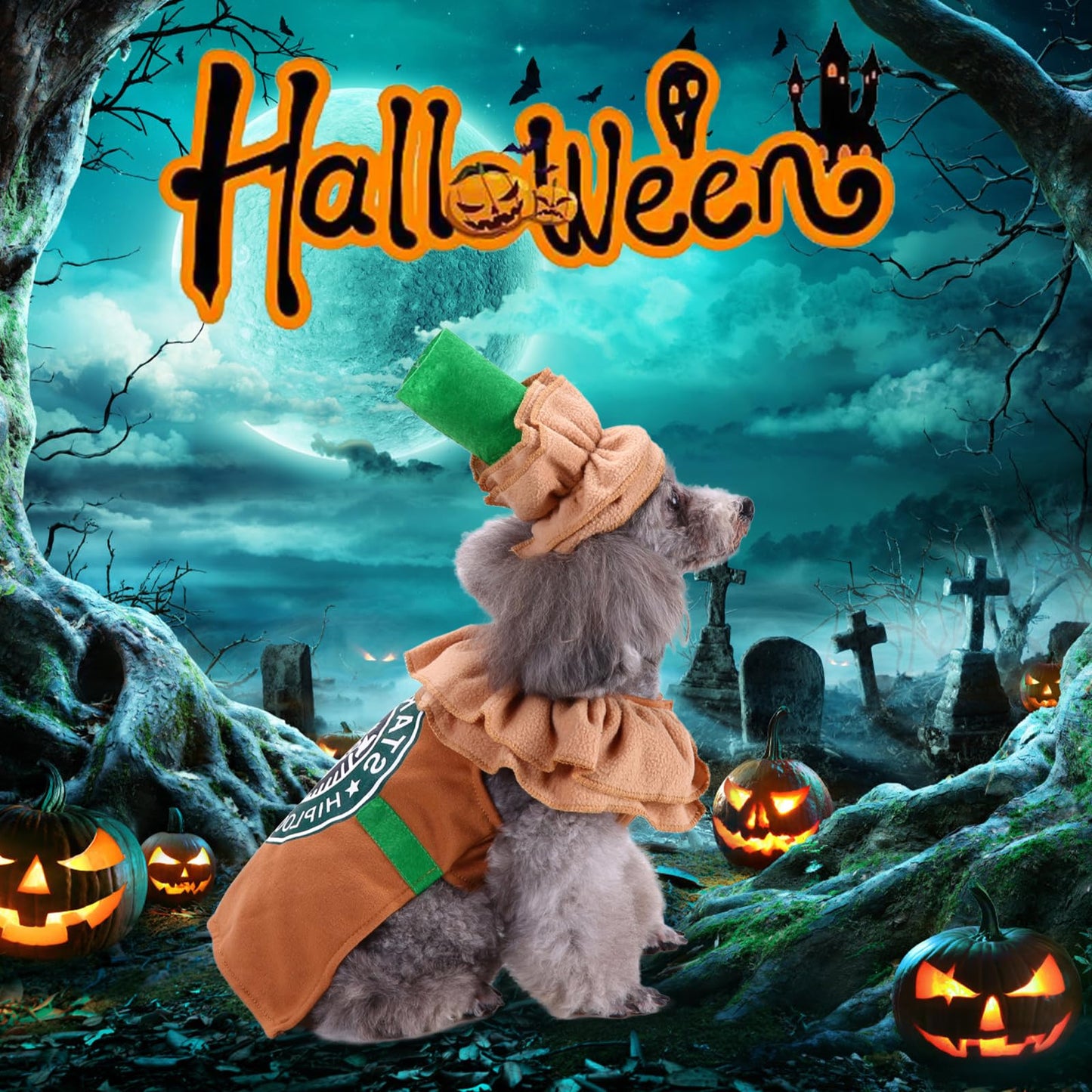 Dog Costume Clothes Latte Coffee Dog Halloween Costumes for Small Medium Dogs, Pet Cat Outfit Puppy Cosplay Outfit Christmas Party Special Events Photo Props Dress up Accessories