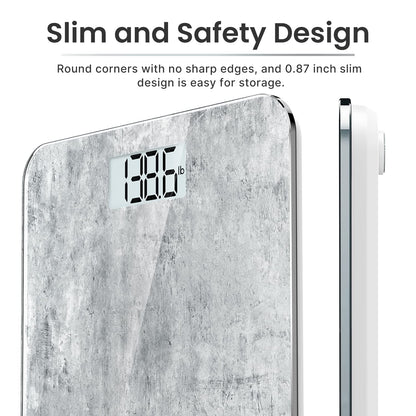 RENPHO Digital Bathroom Scales for Body Weight, Weighing Scale with High Precision Sensors Accurate, Bathroom Scales Weight Machine for People, LED Display, Step-On (ST/LB/KG), Concrete, Core 1S