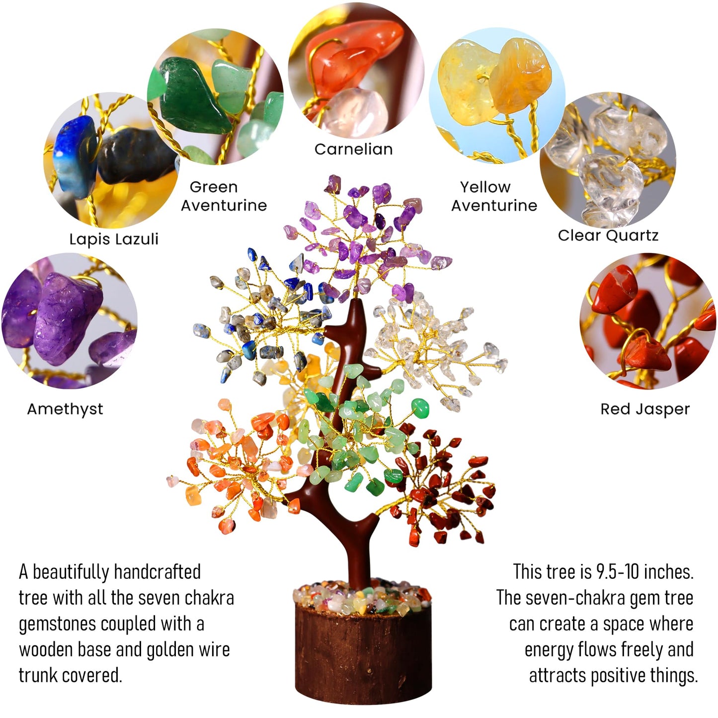 Crystal Tree of Life 7 Chakra Healing Crystals Trees for Home Decor, Office Desk Decor Artificial Bonsai Tree for Positive Energy, Money, Good Luck Birthday Gifts for Women, Mom