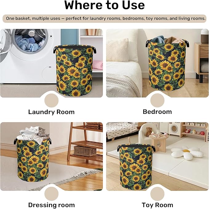 Sunflower Laundry Basket with Handles