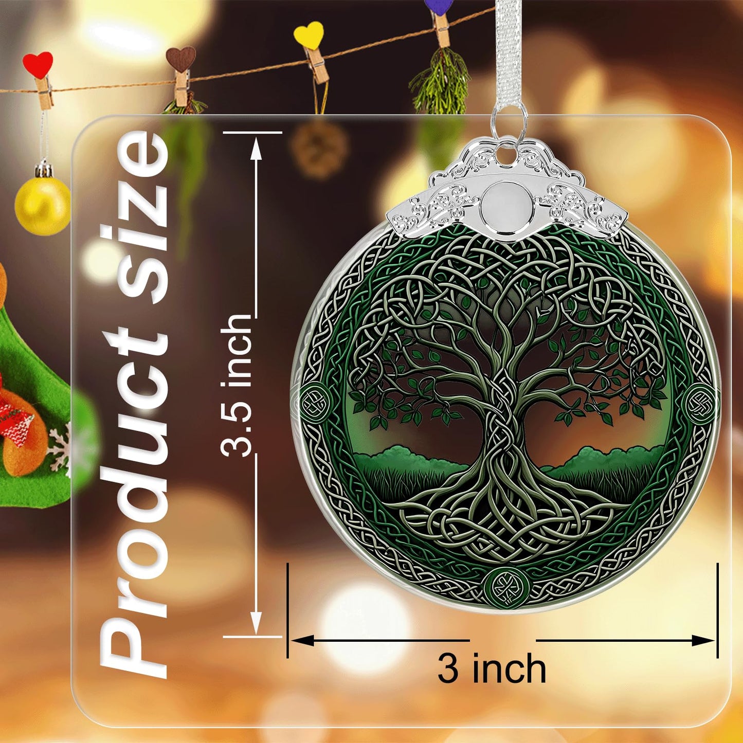 Tree of Life Crystal Glass Hanging Ornaments for Christmas Tree and Xmas Gift Exchange - Tree of Life Stained Glass Ornament - Christmas Tree Decor, Holiday Keepsake Present Idea