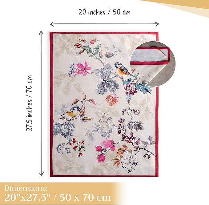 Maison d' Hermine Kitchen Towels Set of 3 100% Cotton 20" x 27.5" Reusable