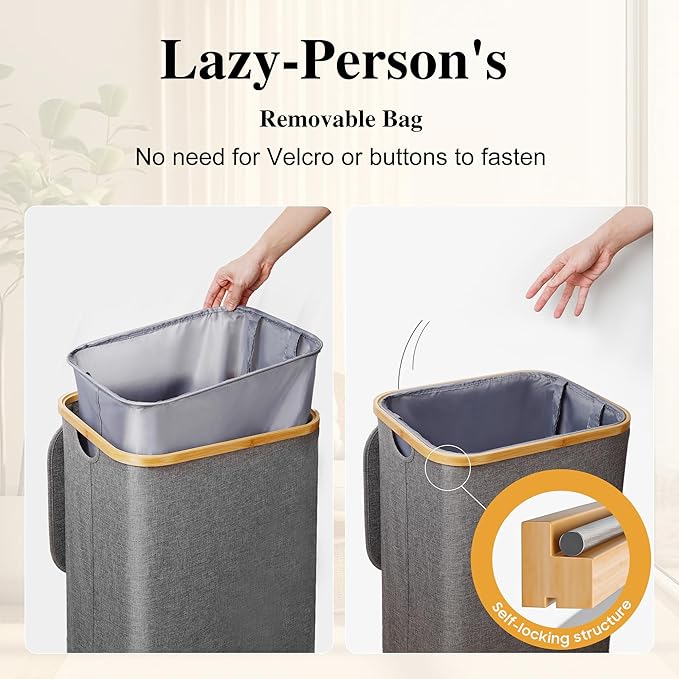 Large Laundry Hamper, 75L Waterproof Laundry Basket
