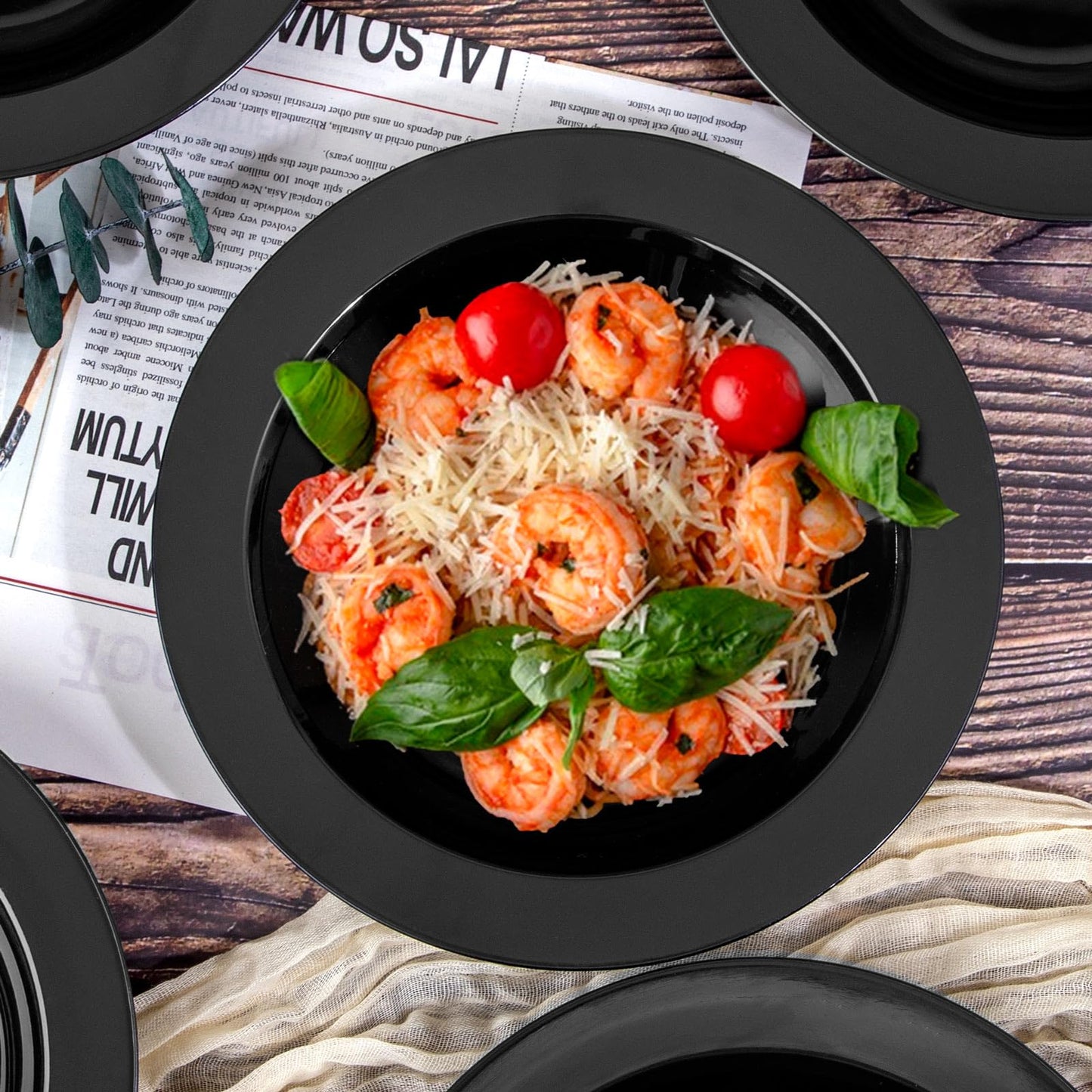 WDF 60pcs Black Plastic Bowls-12 oz Plastic Bowls Black Disposable Soup Bowls, Heavy Duty Disposable Halloween Bowls for Wedding, Party