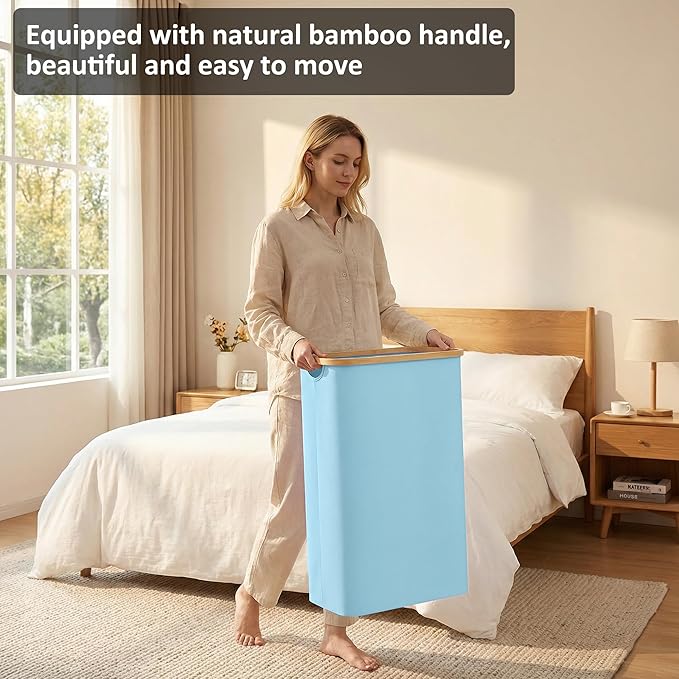 Slim Laundry Basket, 60L Laundry Hamper