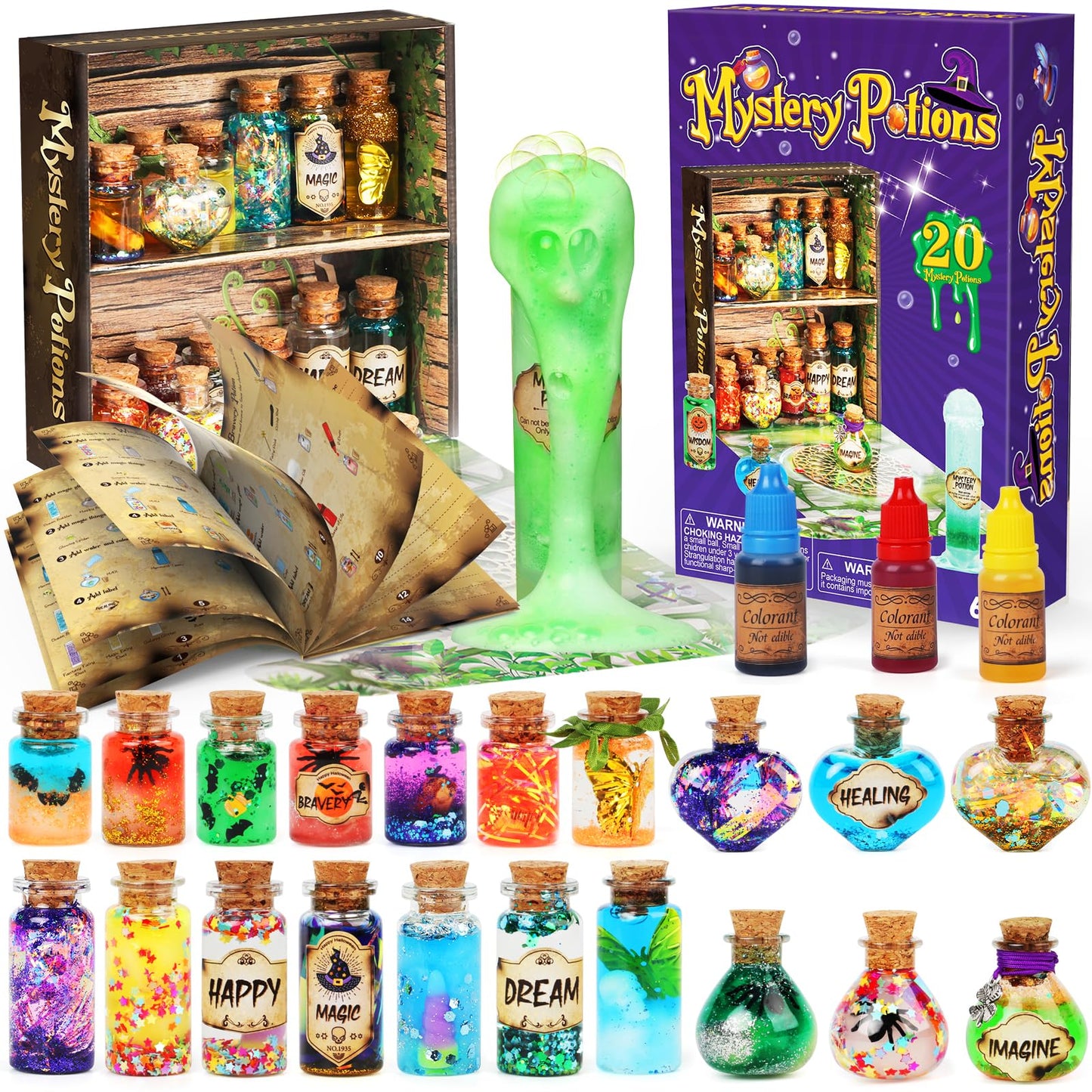 Mystery Potions DECOHOME Kit for Kids, 20 Magic Mix Wizard Potion Bottles, Craft Toys Creative Christmas Birthday Gifts for Boys & Girls Age 6 7 8 9 10+