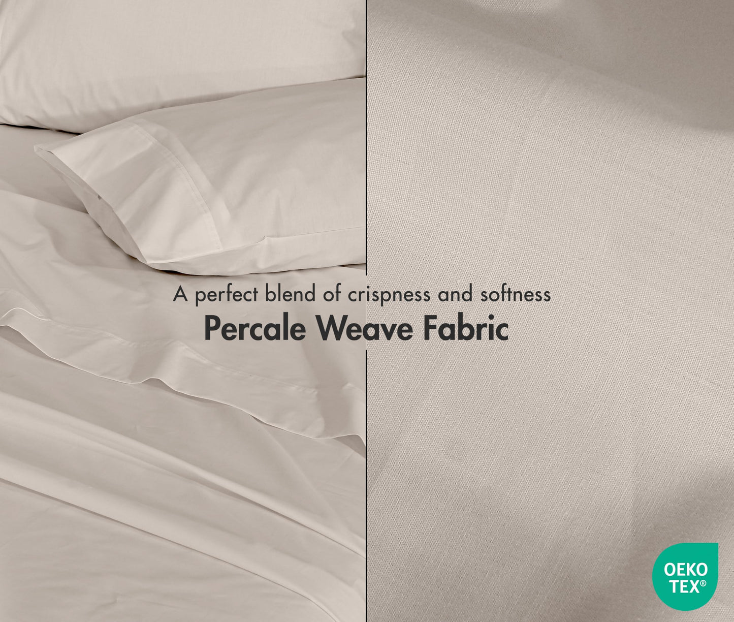ZOYER 100% Cotton Sheets – Full Size Percale Bedding, Cooling & Breathable, Durable with a Crisp, Soft & Comfortable Feel, 16" Deep Pocket, 4-Piece Set, Soft Sand