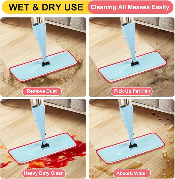 16.5 inch Reusable Mop Pads Microfiber Spray Mop Replacement Heads