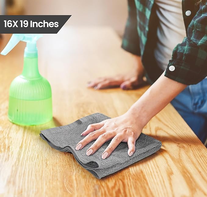 Utopia Towels Kitchen Bar Mops Towels, 100% Cotton Super Absorbent Grey