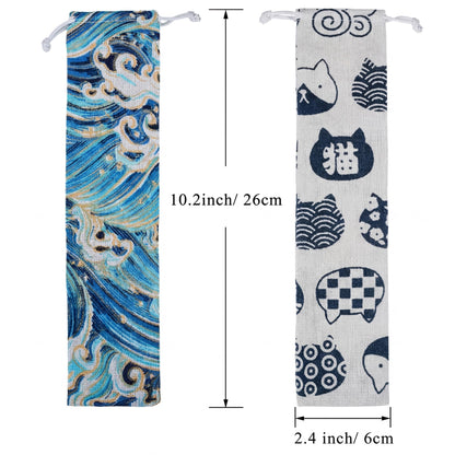 Outus 20 Pieces Straw Carrying Case Chopstick Case, Reusable Utensil Pouch Portable Travel Canvas Bag for Straws, Knife, Fork, Spoon, Chopsticks