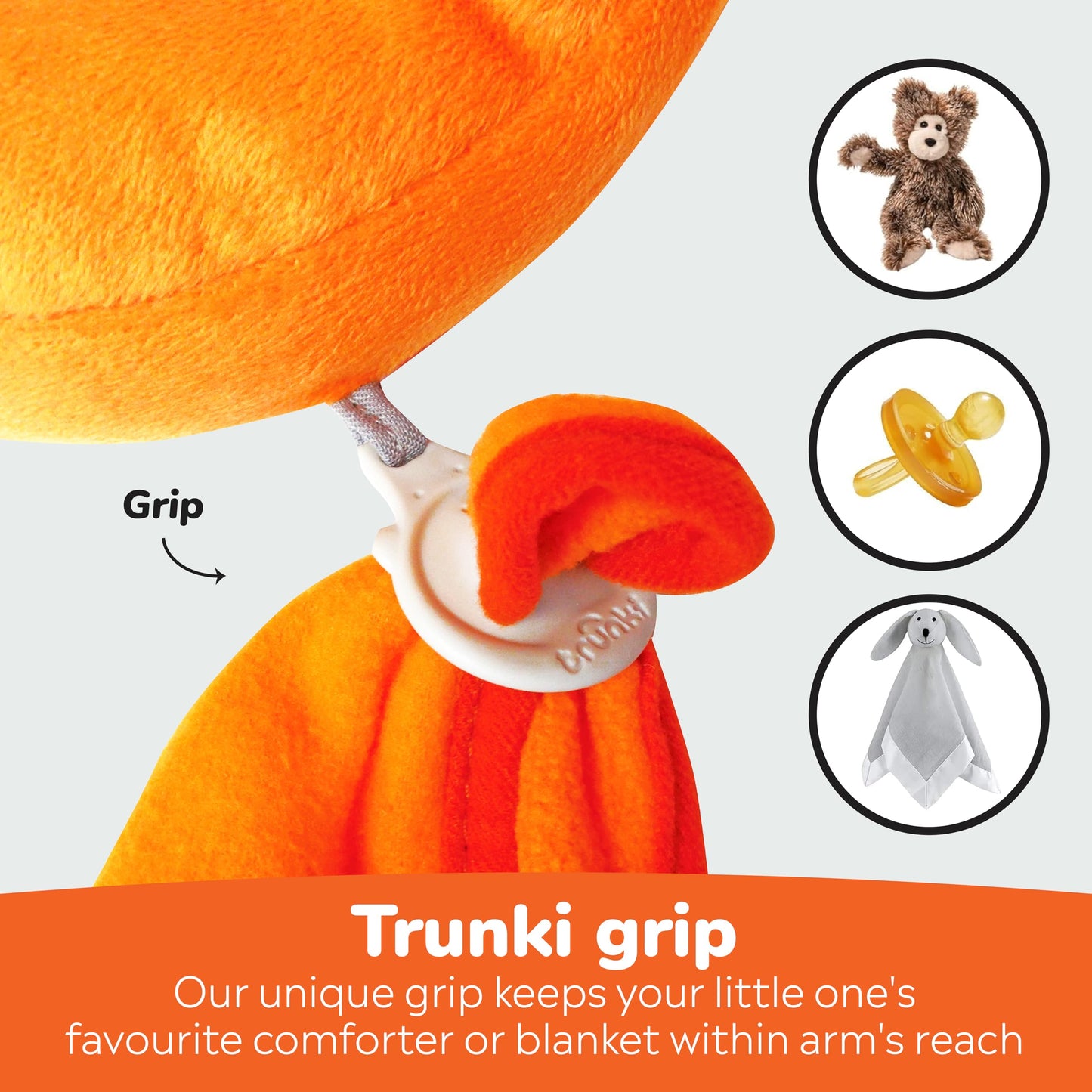 Trunki Kid's Travel Neck Pillow And Chin Rest | Support Sleepy Heads in the Car Seat, Plane, Bike or Pram | Yondi Small Mylo Monkey (Orange)