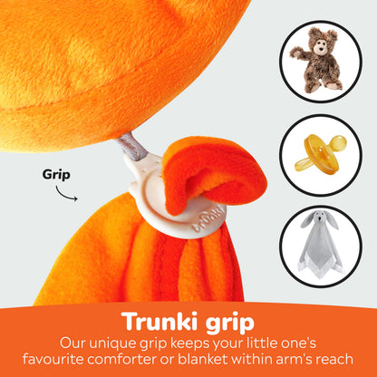 Trunki Kid's Travel Neck Pillow And Chin Rest | Support Sleepy Heads in the Car Seat, Plane, Bike or Pram | Yondi Small Mylo Monkey (Orange)