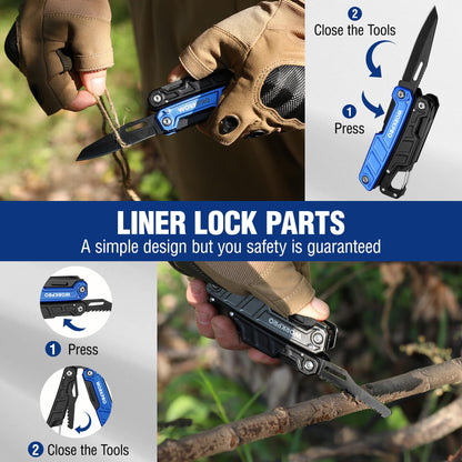 WORKPRO Multitool-11 in 1 Camping Tools with Mini Hammer-EDC Gear Multi Tools Hammer with Safety Lock and Pouch-Mini Multitools Gifts for Men and Women-Camouflage