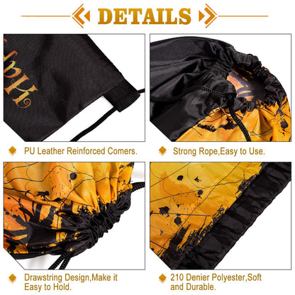 Whaline Large Halloween Drawstring Backpack Bag 16.3 x 13.2Inch Huge Trick or Treat Sack Gift Backpack Candy Goodie Bags for Halloween Party Favors, 10Pcs