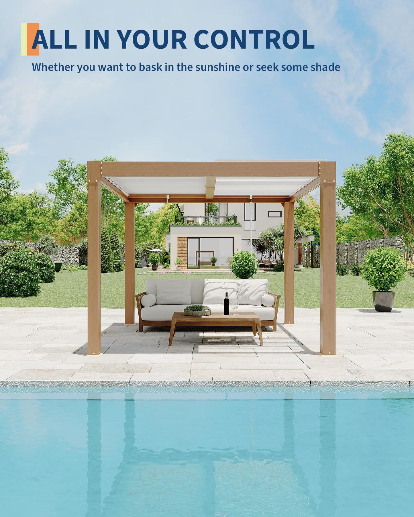 Garvee Louvered Pergola - 10'x10' Outdoor Pergolas with Adjustable Louvered Roof, Reinforced Aluminum Frame, Integrated Drainage System, Outdoor Gazebo for Deck, Patio, Backyard and Garden