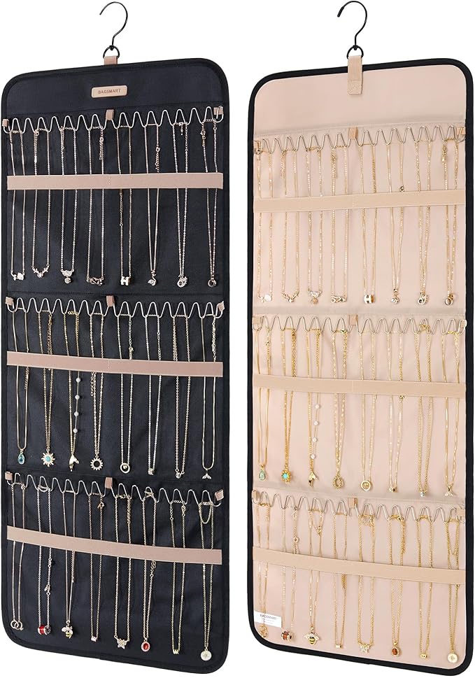 BAGSMART Hanging Necklaces Organizer Jewelry Holder Storage Roll