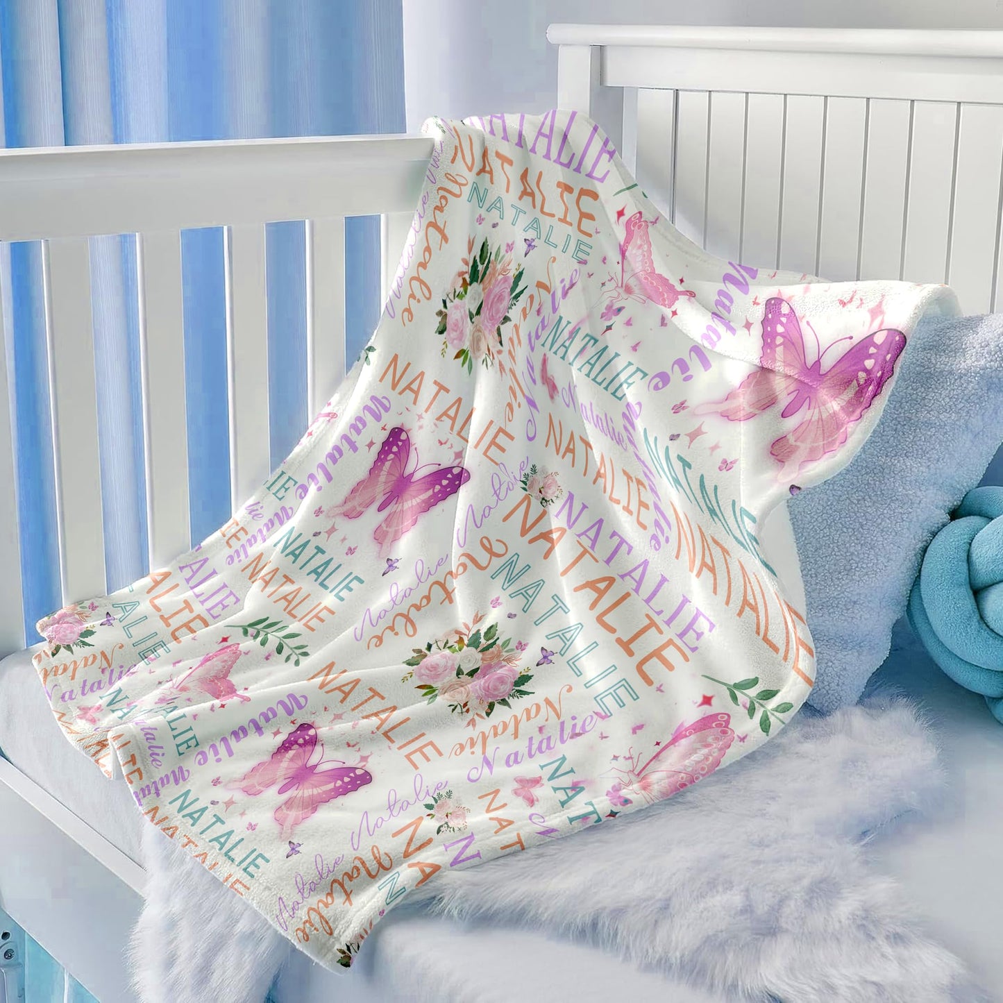 Bohva Personalized Baby Blankets for Girls, Custom Baby Blanket with Name, Cozy Newborn Blanket, Personalized Kids Name Blankets for Babies Shower Christmas Birthday Gifts
