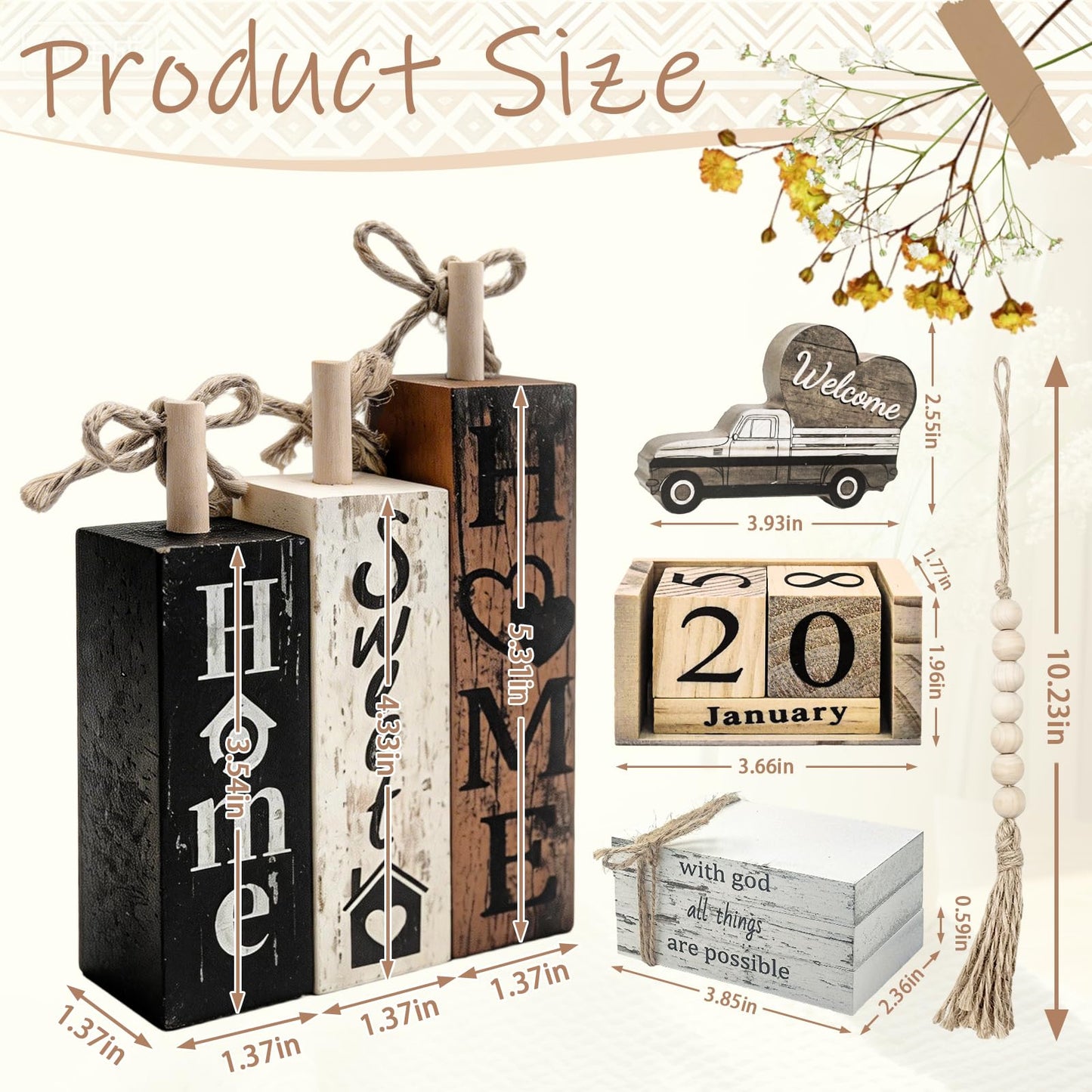 10 Pcs S Double Sided Farmhouse Table Decor Wooden Rustic, Our Home Our Story Life Wooden Book Stack Decor, Home Sweet Home Stacked Blocks Sign for Kitchen Shelf Coffee Table