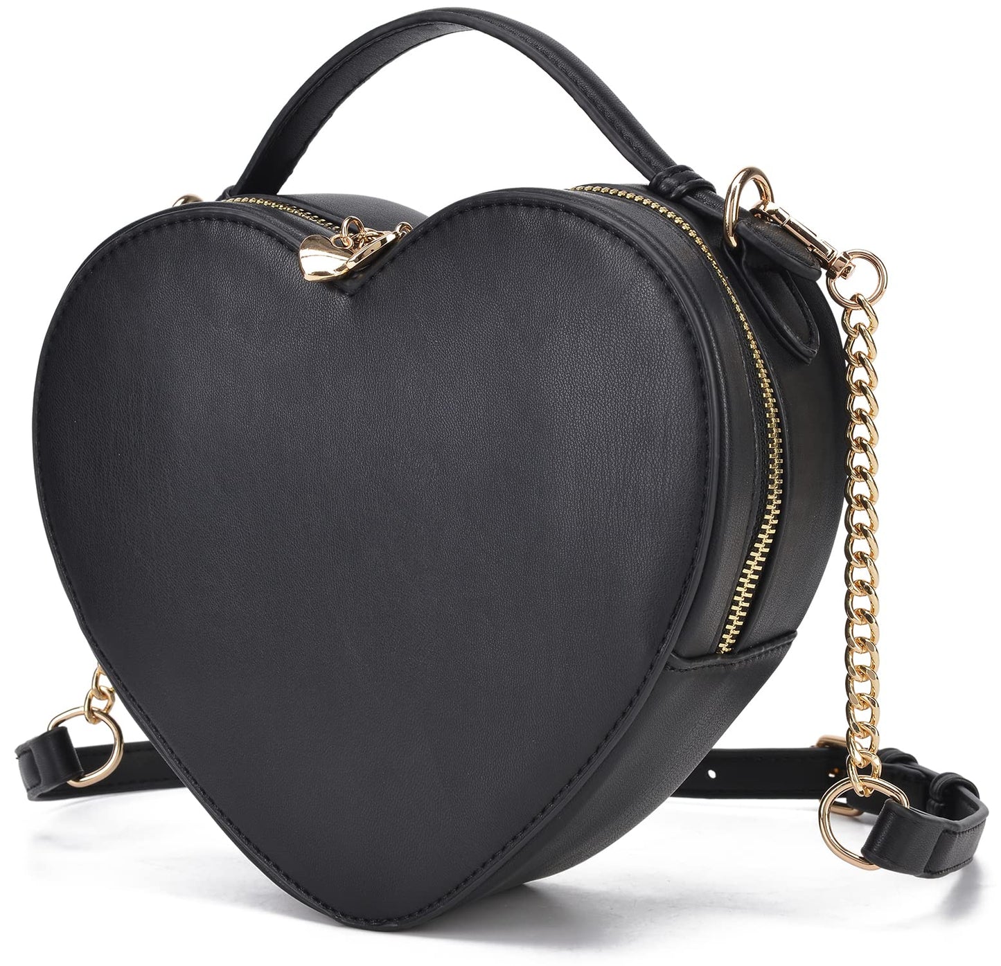 lola mae Heart Shape Satchel Crossbody Purse for women Zip Around Shoulder Bag, Black-759, S