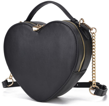 lola mae Heart Shape Satchel Crossbody Purse for women Zip Around Shoulder Bag, Black-759, S