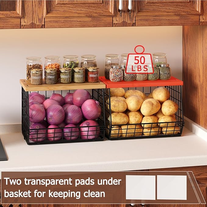 2 Set Stackable Wire Basket