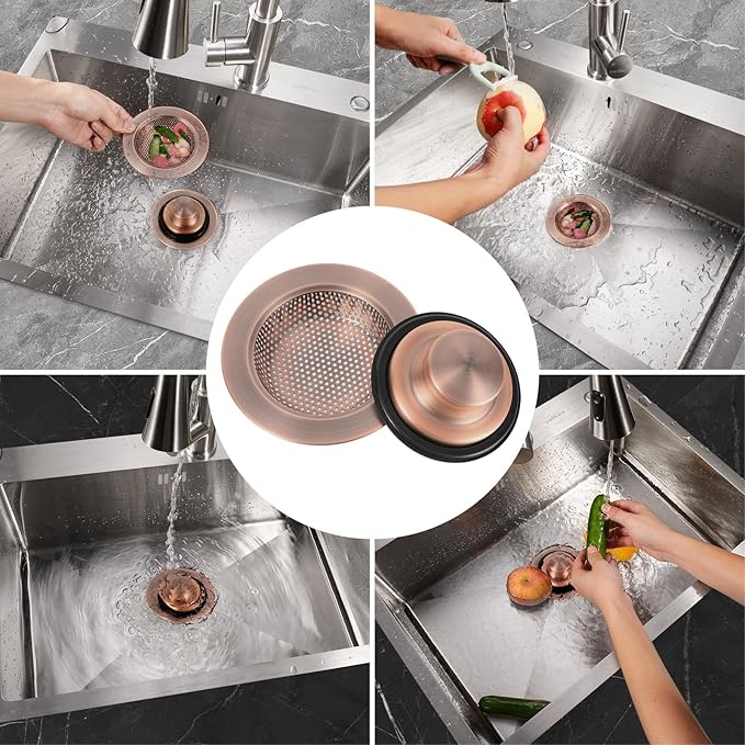 RQYEKDO Kitchen Sink Strainers Sink Stopper Kits, Stainless Steel Sink Drain