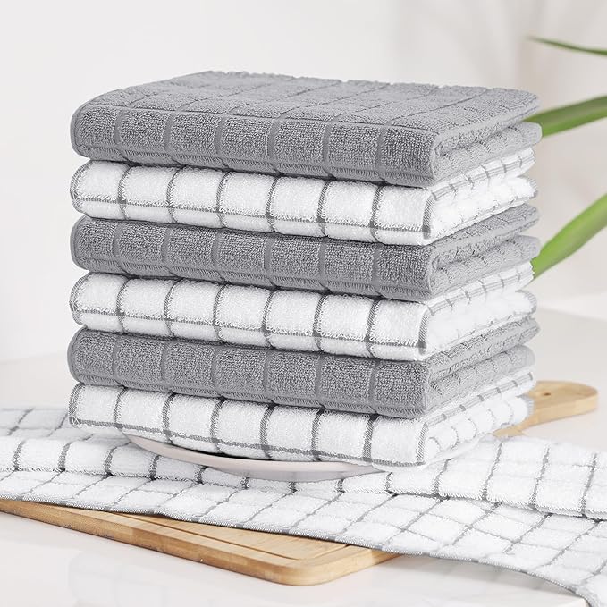 Homaxy Premium Cotton Kitchen Towels 16"x 28", Large Natural Ring Spun 390 GSM