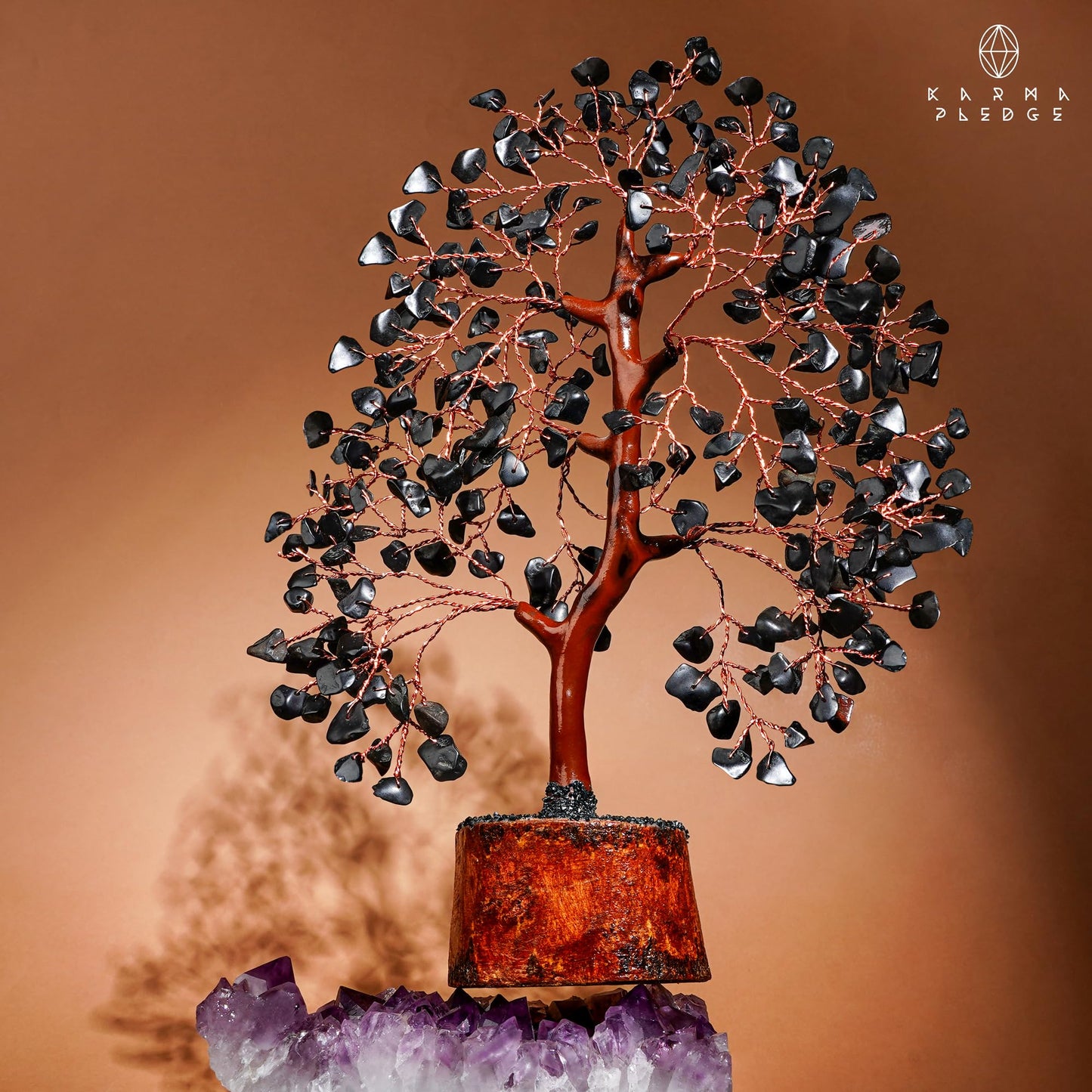 Crystal Tree of Life Birthday Gifts for Women, Men, Handmade Home Decor, Office, Room Decoration, Black Obsidian Reiki Healing Crystal Chakra Tree for Money, Good Luck Gifts for Her, Mom & Dad