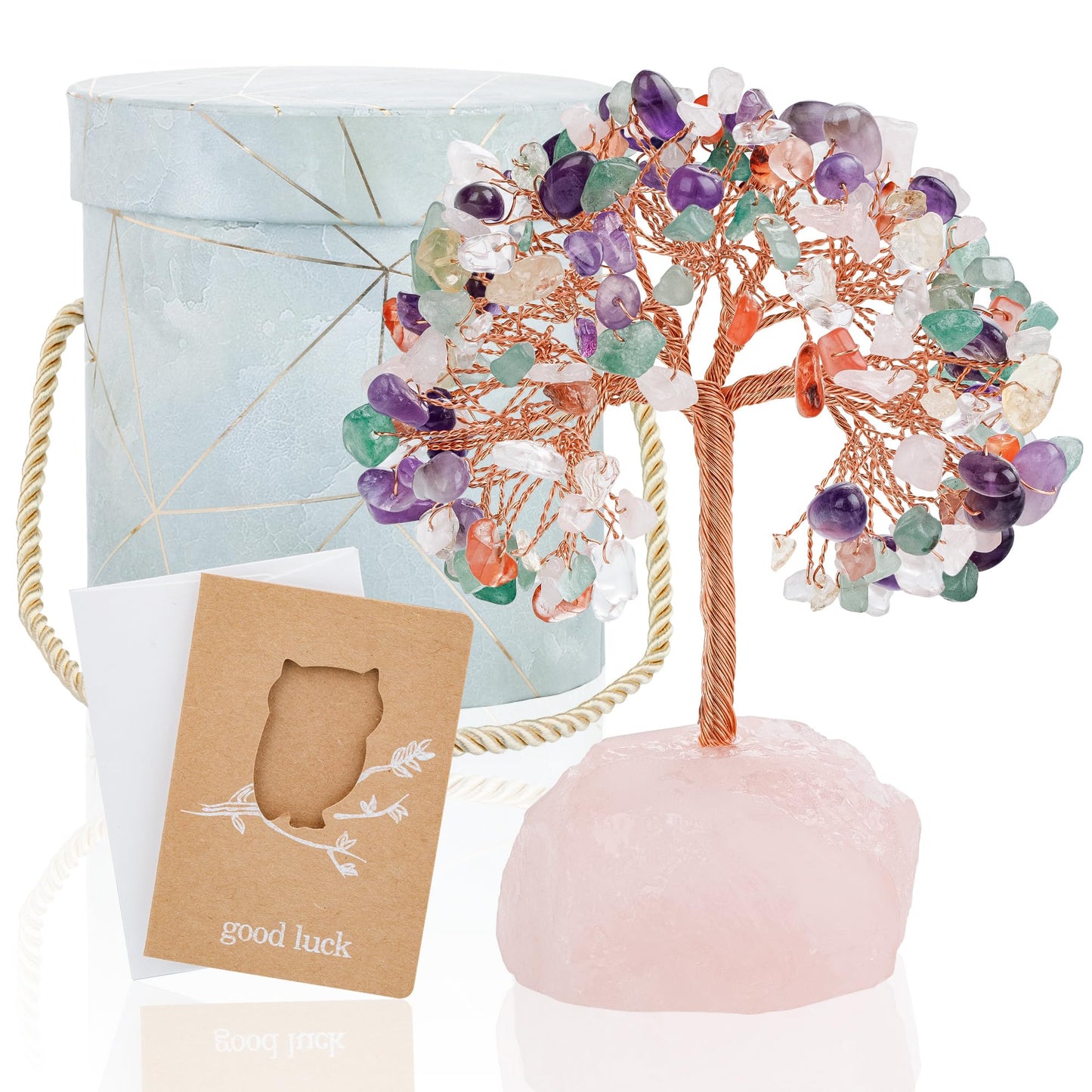 ZenBless 7 Chakra Healing Crystals Stones Tree of Life, Feng Shui Money Tree,Little Fake Bonsai Zen Spiritual Home Living Room Cubicle Office Desk Decor and Accessories for Women(Mix)