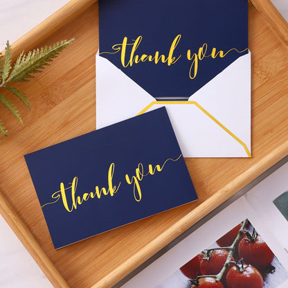 Winoo Design Heavy Duty Thank You Cards with Envelopes - 36 PK - Gold Thank You Notes 4x6 Inches Baby Shower Wedding Cards Small Business Graduation Funeral Bridal Shower (Navy Blue)
