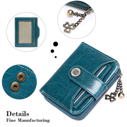 SENDEFN Purses for Women Genuine Leather Small Bifold Compact Womens Wallet with RFID Protection