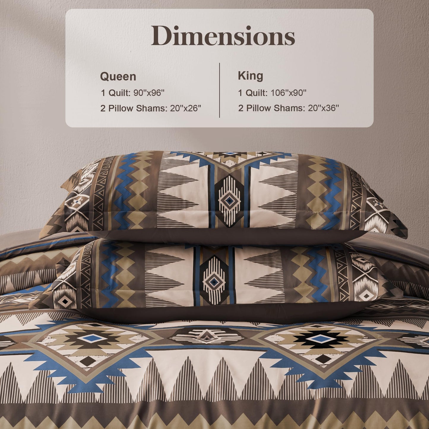 Tyrot Dark Brown King Size Comforter Set – 3 Piece Boho Aztec Western Bedding Sets, Soft Lightweight Comforter for All Seasons, Southwestern Style, 1 Comforter & 2 Pillow Shams
