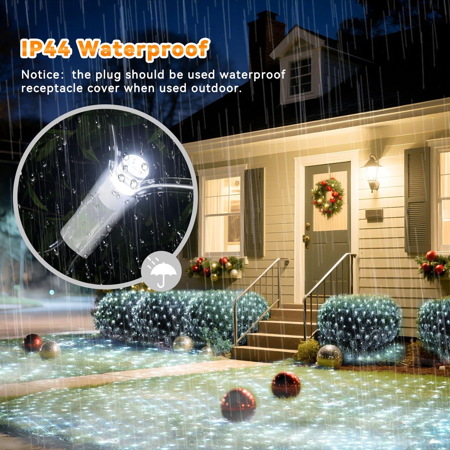 LitHome 14.8FT x 5FT Christmas Net Lights, 300 LED Net Lights Outdoor Mesh Light with 8 Modes, Connectable Waterproof Cool White Christmas Mesh Light for Bushes, Garden, Backyard, Xmas, Holiday Decor