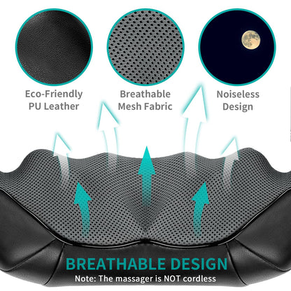 Nekteck Neck Massager for Pain Relief Deep Tissue, FSA Eligible Shiatsu Back Massager with Heating 3D Kneading Massage Pillow for Shoulder Leg Muscle, Office Home Car Use, HSA Eligible, Plug-in Use