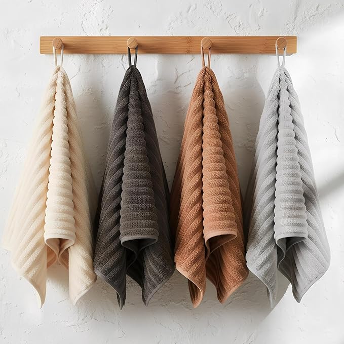 4 Pcs Hand Towel for Bathroom 14 x 30 Inch Neutral Microfiber Quick Dry