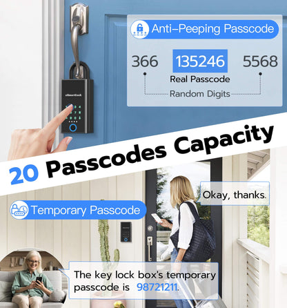 Anweller Lock Box for Keys with Code, Fingerprint Smart Bluetooth Key Hider, Outdoor Waterproof Combination Lockbox for Realtor, Hosts, Keys Safe Storage, Hide a Key, Wall Mount & Door Hanging