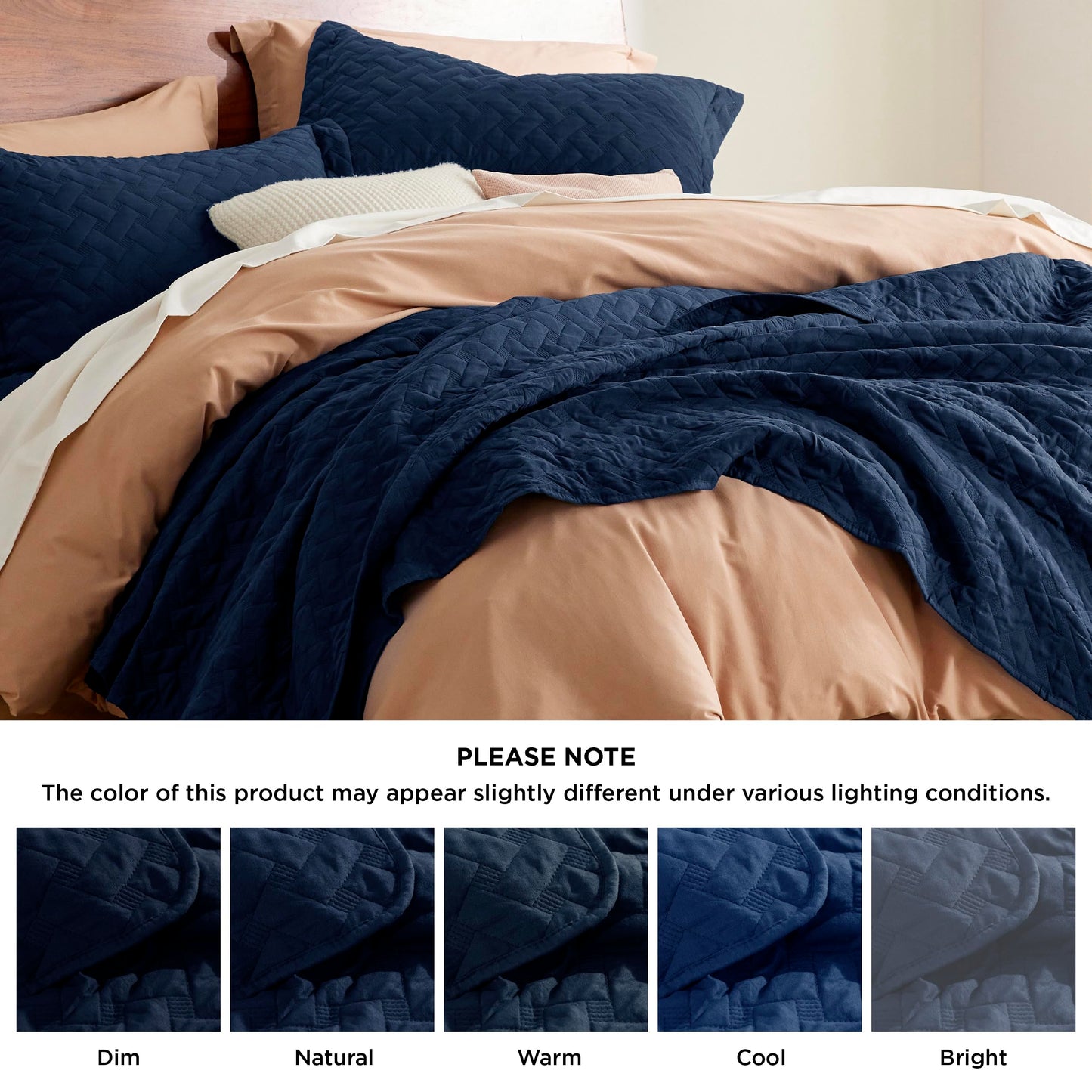 Bedsure Quilts Queen Size - Lightweight Bedspreads Queen Size with Basket Weave Pattern, Soft Quilt Bedding Set, Navy Comforter Set Coverlet for All Seasons with 2 Pillow Shams (90" x 96")