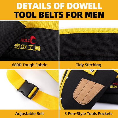 DOWELL Tool Belt for Men, Professional Toolbelt Pouches with Quick Access Pockets, Ideal Gift for Electricians, Carpenters & DIYers, Style B