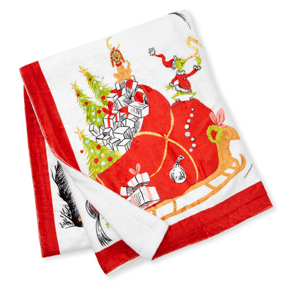 Hallmark Dr. Seuss's How The Grinch Stole Christmas! Throw Blanket (Storybook Scenes), 50x60